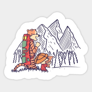 Calvin and Hobbes Climb The Mountain Sticker